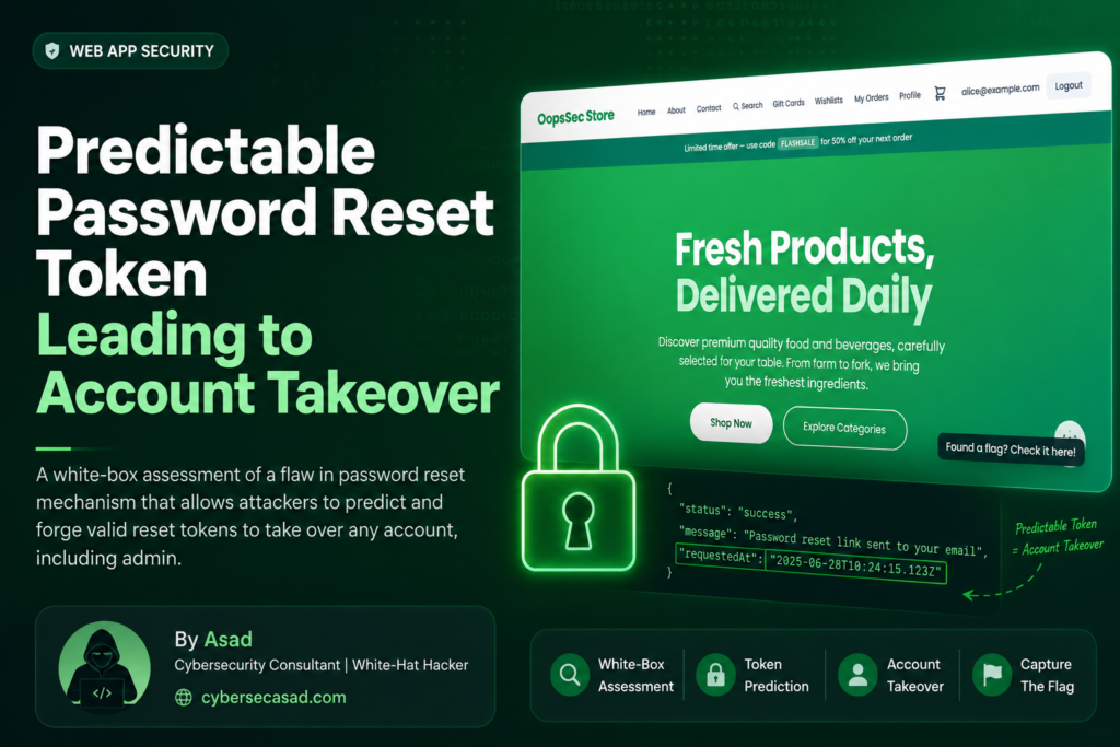 Predictable Password Reset Token Leading to Account Takeover